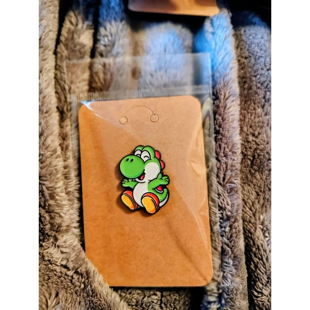 Yoshi Chibi Cute Sitting Dinosaur Enamel Pin - Classic Video Game Collectible